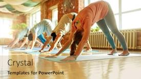  Presentation with healthy lifestyle - Cool new slide deck with fitness-sport-and-healthy-lifestyle backdrop and a yellow colored foreground