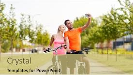  Presentation with bicycles - PPT theme with fitness-sport-and-people-concept background and a yellow colored foreground