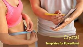  Presentation with trainer - Cool new slide deck with fitness-sport-and-people-concept backdrop and a tawny brown colored foreground