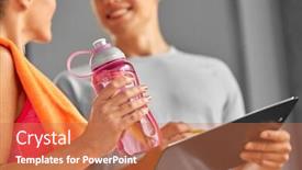  Presentation with trainer - Amazing slide set having fitness-sport-and-people-concept backdrop and a coral colored foreground