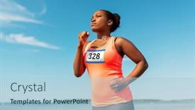  Presentation with marathon running race - Theme with fitness-sport-and-race-concept background and a light blue colored foreground