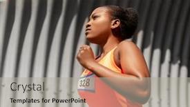  Presentation with marathon running race - PPT theme enhanced with fitness-sport-and-race-concept background and a light gray colored foreground