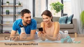  Presentation with sport - PPT theme having fitness-sport-and-technology-concept background and a coral colored foreground