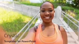  Presentation with american music - Presentation theme consisting of fitness-sport-and-technology-concept background and a coral colored foreground