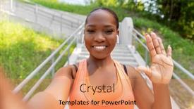  Presentation with american music - Beautiful slide deck featuring fitness-sport-and-technology-concept backdrop and a coral colored foreground