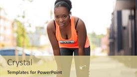  Presentation with tired runner - Theme featuring fitness-sport-and-technology-concept background and a blonde colored foreground