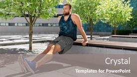  Presentation with dip - Colorful presentation theme enhanced with fitness-sport-and-training-concept backdrop and a gray colored foreground