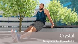  Presentation with city street - Audience pleasing presentation design consisting of fitness-sport-and-training-concept backdrop and a gray colored foreground