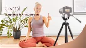  Presentation with woman sport - Cool new slide set with fitness-sport-and-video-blogging backdrop and a lemonade colored foreground