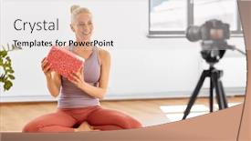  Presentation with exercise class - Cool new PPT theme with fitness-sport-and-video-blogging backdrop and a lemonade colored foreground