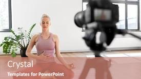  Presentation with recording - Amazing PPT theme having fitness-sport-and-video-blogging backdrop and a coral colored foreground