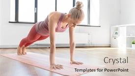  Presentation with exercise mat - Beautiful PPT layouts featuring fitness-sport-and-yoga-concept backdrop and a soft green colored foreground