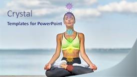  Presentation with chakra - Cool new slide deck with fitness-sport-and-yoga-concept backdrop and a sky blue colored foreground