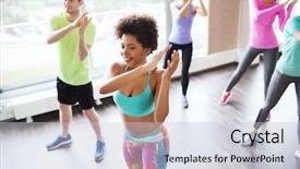  Presentation with sport coach - Amazing PPT theme having fitness sport dance and lifestyle backdrop and a light gray colored foreground