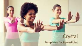  Presentation with sport coach - Amazing PPT theme having fitness sport dance and lifestyle backdrop and a cream colored foreground