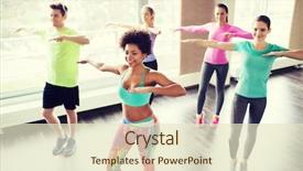  Presentation with sport coach - PPT theme enhanced with fitness sport dance and lifestyle background and a soft green colored foreground