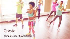  Presentation with sport coach - Beautiful PPT theme featuring fitness sport dance and lifestyle backdrop and a  colored foreground