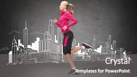  Presentation with woman sport - Slide deck having fitness sport and dieting concept background and a gray colored foreground