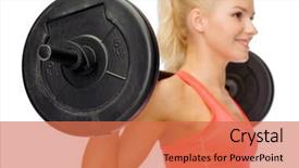  Presentation with woman sport - Slide set enhanced with fitness sport and dieting concept background and a  colored foreground