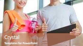  Presentation with personal training - Slides with diet concept - smiling young woman background and a coral colored foreground