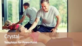  Presentation with woman sport - Colorful slides enhanced with fitness sport exercising and diet backdrop and a coral colored foreground