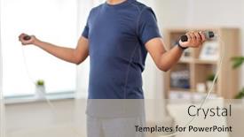  Presentation with healthy lifestyle - Beautiful slide set featuring fitness-sport-exercising-and-healthy backdrop and a soft green colored foreground