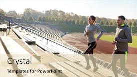  Presentation with upstairs - Colorful presentation theme enhanced with fitness sport exercising and lifestyle backdrop and a lemonade colored foreground