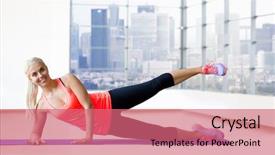  Presentation with elderly people and exercise - Slide set featuring fitness sport exercising and people background and a coral colored foreground