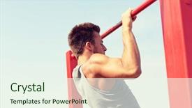  Presentation with physical fitness - Cool new presentation theme with fitness sport exercising training backdrop and a sky blue colored foreground