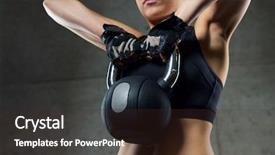  Presentation with weightlifting - PPT theme with fitness sport exercising weightlifting background and a wine colored foreground