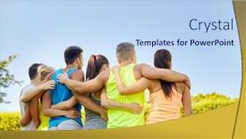  Presentation with group fitness - Amazing theme having fitness-sport-friendship-and-healthy backdrop and a light blue colored foreground