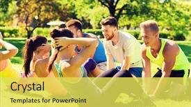  Presentation with healthy lifestyle - Beautiful theme featuring fitness sport friendship and healthy backdrop and a  colored foreground