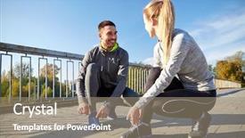 Presentation with friendship - Audience pleasing PPT layouts consisting of fitness sport friendship and lifestyle backdrop and a gray colored foreground