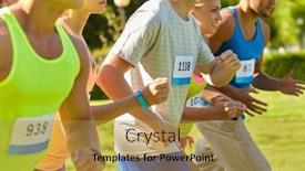  Presentation with marathon running race - Beautiful slide deck featuring fitness-sport-friendship-race backdrop and a gold colored foreground