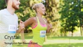  Presentation with marathon running race - Slide deck consisting of fitness sport friendship race background and a yellow colored foreground