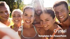  Presentation with technology mental health - Theme with fitness sport friendship technology background and a tawny brown colored foreground