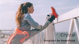  Presentation with exercise kids kid doing fitness - PPT theme consisting of fitness-sport-girl-in-fashion background and a light gray colored foreground