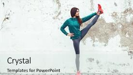  Presentation with exercise sport - Amazing PPT layouts having fitness sport girl in fashion backdrop and a sky blue colored foreground