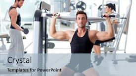  Presentation with group fitness - PPT layouts enhanced with fitness sport gym group background and a light blue colored foreground