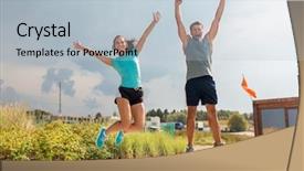  Presentation with sport - Slide set consisting of fitness sport and lifestyle concept background and a light blue colored foreground