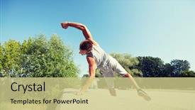  Presentation with sport - Colorful slide set enhanced with fitness sport parkour and people backdrop and a  colored foreground