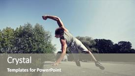  Presentation with sport - Beautiful PPT theme featuring fitness sport parkour and people backdrop and a  colored foreground