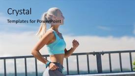  Presentation with young healthy people - Beautiful slide deck featuring fitness sport people and healthy backdrop and a light blue colored foreground