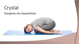  Presentation with healthy people - Audience pleasing slide deck consisting of fitness sport people and healthy lifestyle concept - happy woman making yoga in child pose on mat backdrop and a white colored foreground