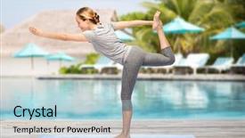  Presentation with fitness dance - Presentation theme featuring fitness sport people and healthy background and a light blue colored foreground