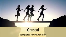  Presentation with young healthy people - Colorful slide deck enhanced with fitness sport people and healthy lifestyle concept - happy young sports woman running outdoors backdrop and a blonde colored foreground