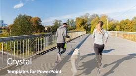  Presentation with sport - Presentation featuring fitness sport people and jogging background and a gray colored foreground