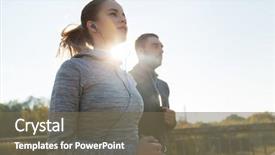  Presentation with lifestyle - Amazing PPT layouts having fitness sport people and lifestyle backdrop and a violet colored foreground