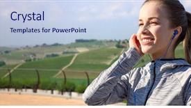  Presentation with country music - PPT theme with music in earphones over country background and a sky blue colored foreground