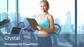 Presentation with woman sport - Presentation featuring fitness sport and people concept background and a ocean colored foreground